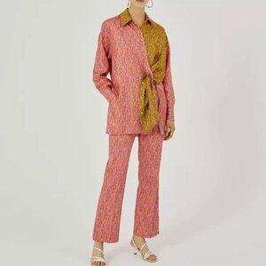 Beatrice b Patchwork Panel Shirt in Scratch Print Size 2